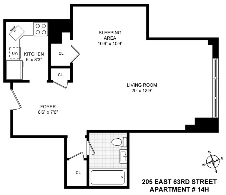 205 East 63rd Street, 14H | floorplan | View 5