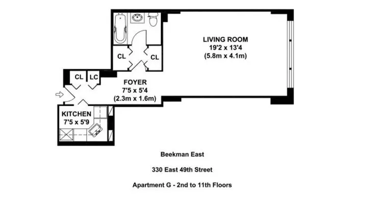 330 East 49th Street, 10G | floorplan | View 4