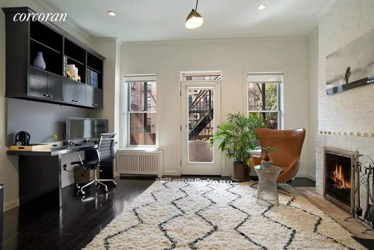New York City Real Estate | View 374 Douglass Street | Office/Bedroom with fireplace and access to deck | View 5