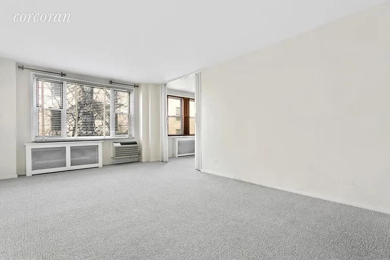 New York City Real Estate | View 435 East 77th Street, 5G | Living Space with View of Sleeping Area | View 4