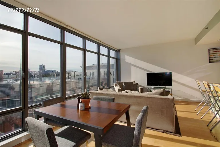 New York City Real Estate | View 1 NORTHSIDE PIERS, 8F | Living Room | View 3
