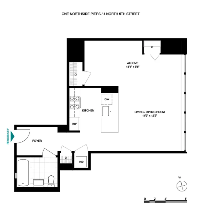 1 NORTHSIDE PIERS, 8F | floorplan | View 6