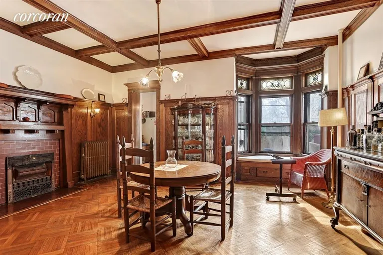 New York City Real Estate | View 20 Prospect Park SW | Formal Dining Room with Stained Glass | View 2
