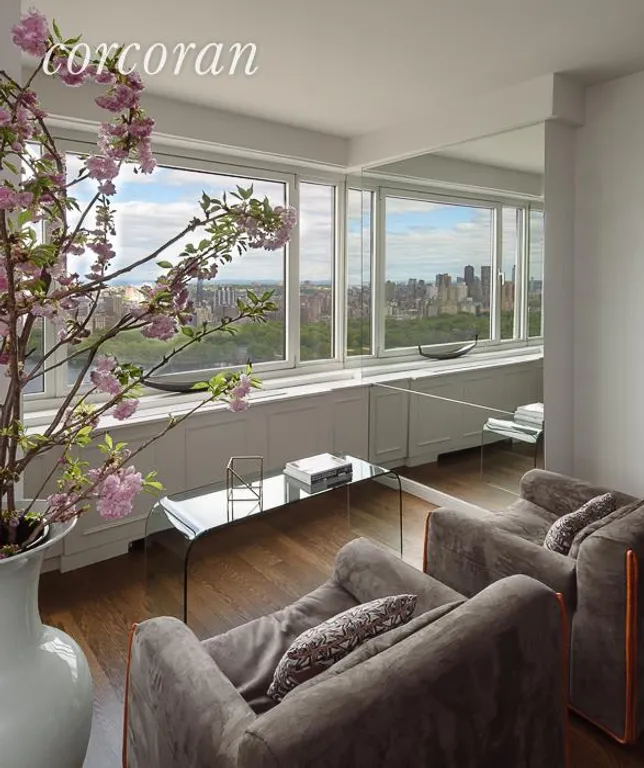 New York City Real Estate | View 45 East 89th Street, 40EFG | Seating Area with View of Central Park | View 4