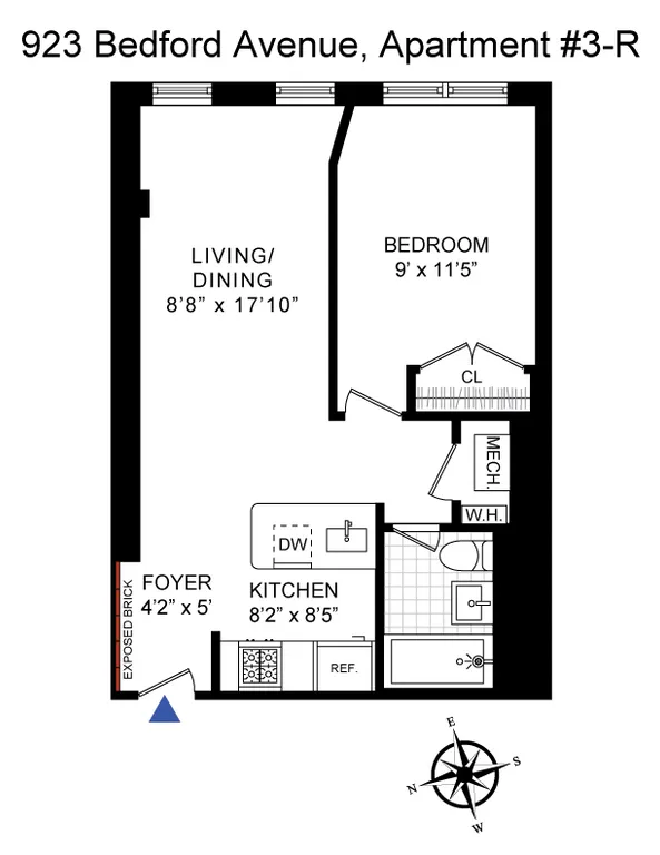 923 Bedford Avenue, 3rd Floor-Rear | floorplan | View 7