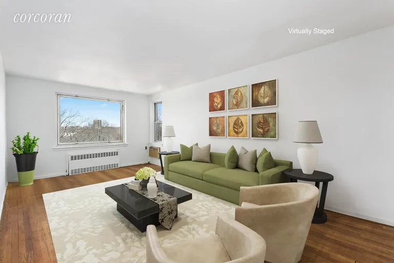 New York City Real Estate | View 70 Riverside Drive, 5H | 1 Virtually Staged Living Room | View 8