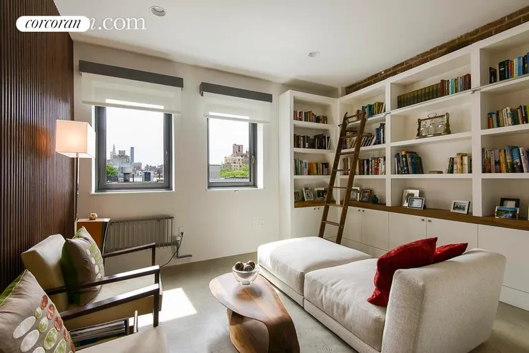 New York City Real Estate | View 525 West 22nd Street, 5D | handsome library overlooks Highline | View 4