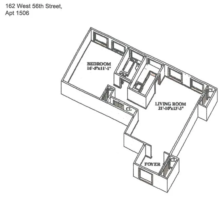 162 West 56th Street, 1506 | floorplan | View 6