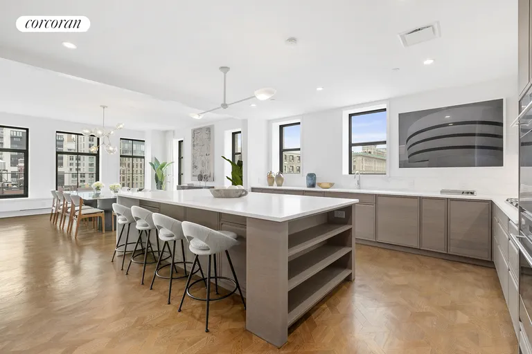 New York City Real Estate | View 207 West 79th Street, 12 |  over-sized island, custom gray oak cabinetry | View 5