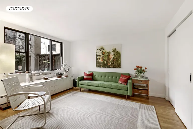 New York City Real Estate | View 270 5th Street, 1C | Living Room with Garden Views | View 4