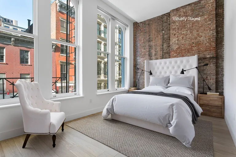 New York City Real Estate | View 57 Lispenard Street, 2 | Master Bedroom with Exposed Brick  | View 3
