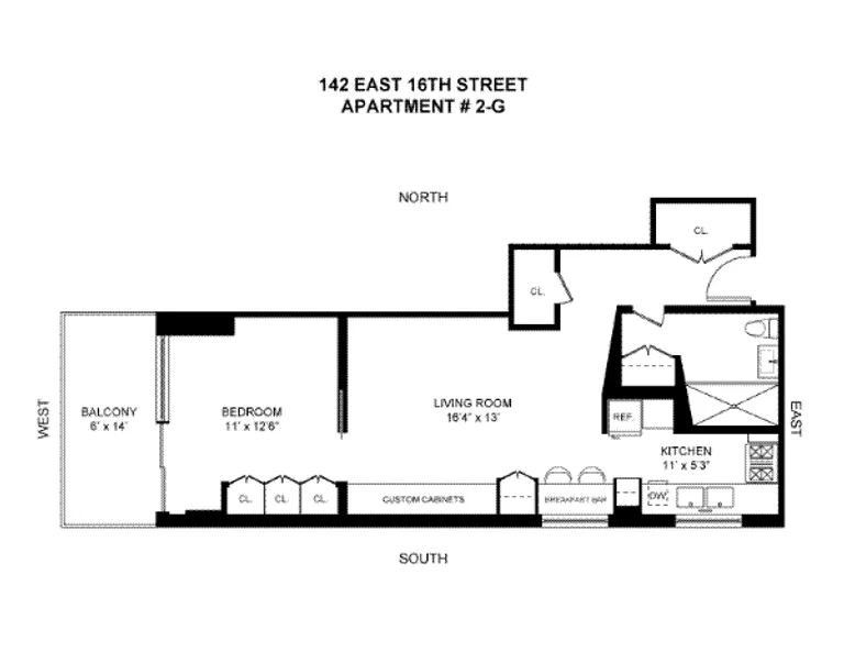 142 East 16th Street, 2G | floorplan | View 7