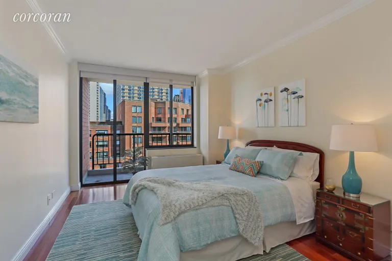 New York City Real Estate | View 380 Rector Place, 12C | Large windows and private balcony | View 4