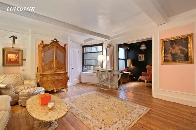 New York City Real Estate | View 12 East 97th Street, 6L | Living Room into the Dining/Sleeping Alcove | View 2