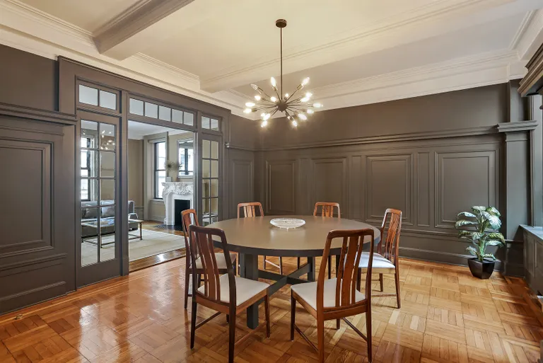 New York City Real Estate | View 68 East 86th Street, 4A | Spectacular formal dining room with beamed ceiling | View 4