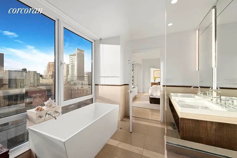 New York City Real Estate | View 231 Tenth Avenue, PH2 | Master Bathroom with Soaking Tub, Shower & Views | View 8