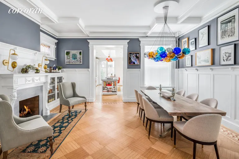 New York City Real Estate | View 586 4th Street | Gas FP, leaded cabinets & coffered ceilings | View 6
