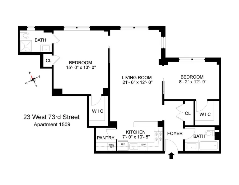 23 West 73rd Street, 1509 | floorplan | View 5