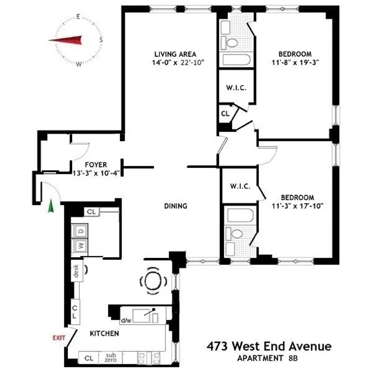 473 West End Avenue, 8B | floorplan | View 8