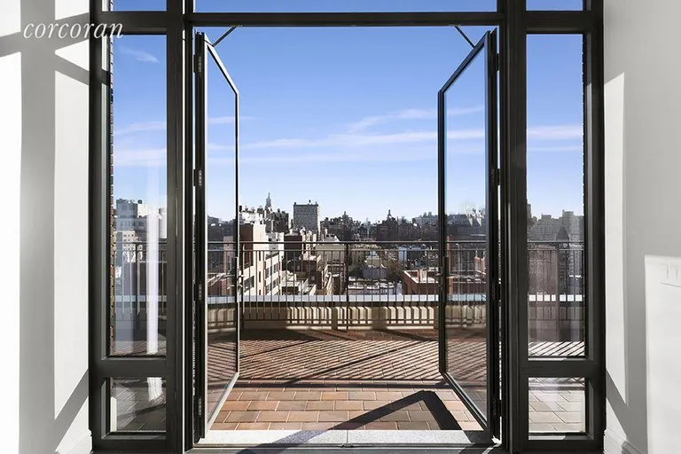New York City Real Estate | View 155 West 11th Street, PH East | Iconic Midtown views from master bedroom terrace | View 9