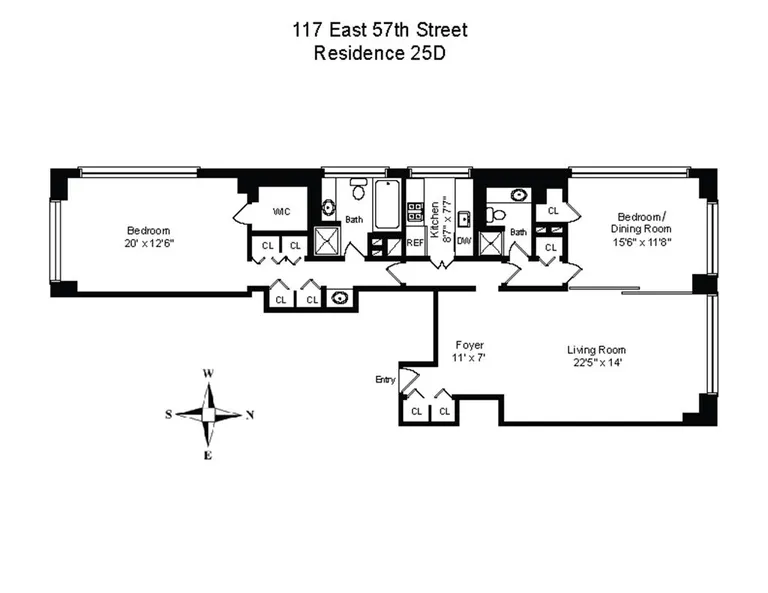 117 East 57th Street, 25D | floorplan | View 1