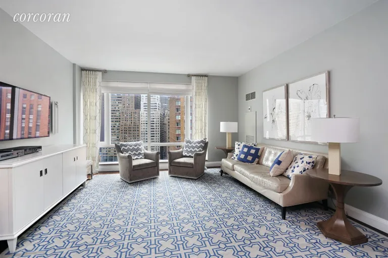 New York City Real Estate | View 70 Little West Street, 19G | Living Room | View 2