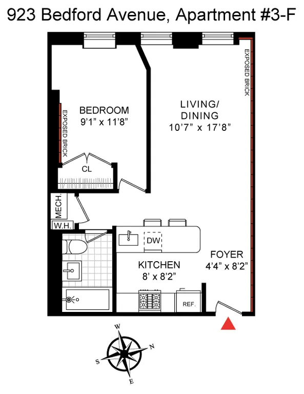 923 Bedford Avenue, Unit 3F | floorplan | View 1