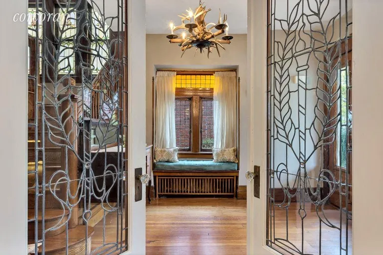 New York City Real Estate | View 237 77th Street | Leaded Glass French Doors leading to Entry Foyer | View 3