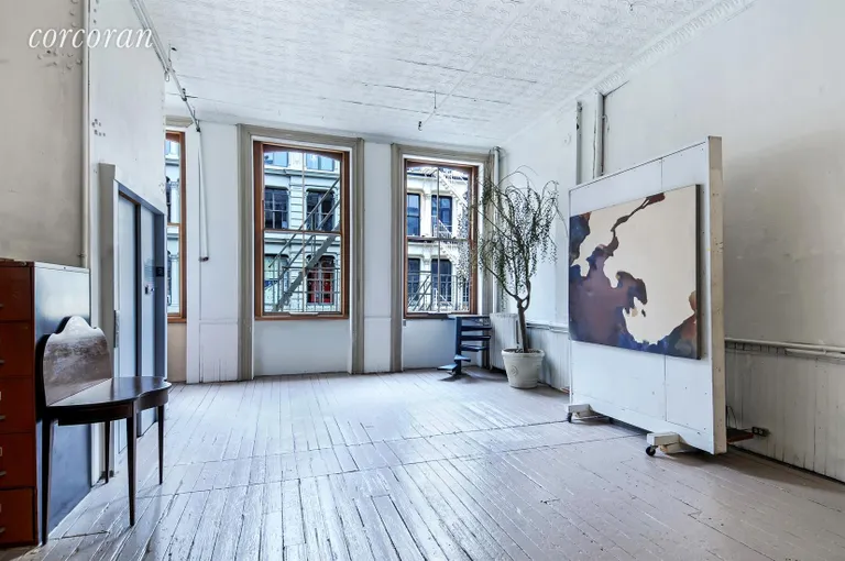 New York City Real Estate | View 456 Broome Street, 3 FL | South Facing Front of Loft with Three Windows  | View 4