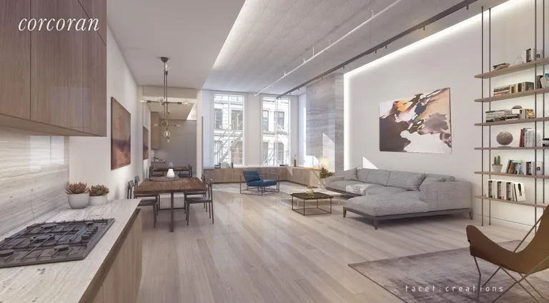 New York City Real Estate | View 456 Broome Street, 3 FL | Rendering South Facing Front View of Loft  | View 2