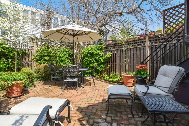 New York City Real Estate | View 225 Windsor Place | Patio + landscape architect designed backyard | View 10