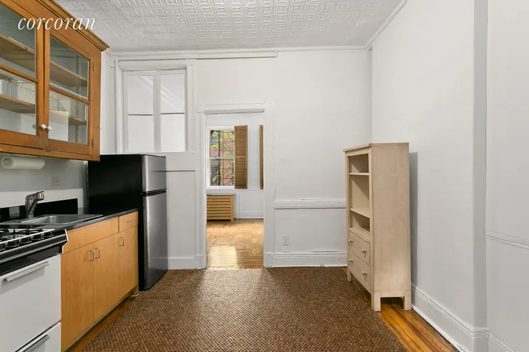 New York City Real Estate | View 173 Bleecker Street, 5 | Eat-in Kitchen with Vintage Tin Ceilings! | View 2