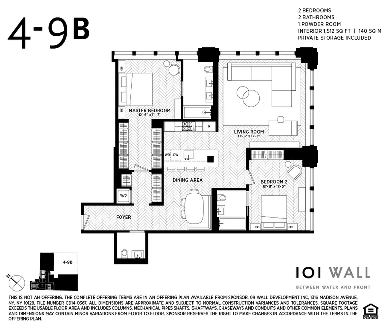 101 Wall Street, 5B | floorplan | View 9