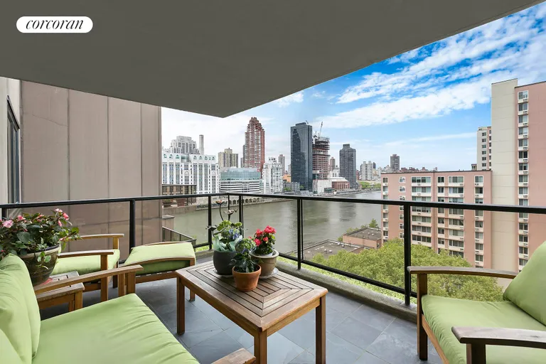 New York City Real Estate | View 531 Main Street, 1213 | Terrace with river/skyline views | View 7