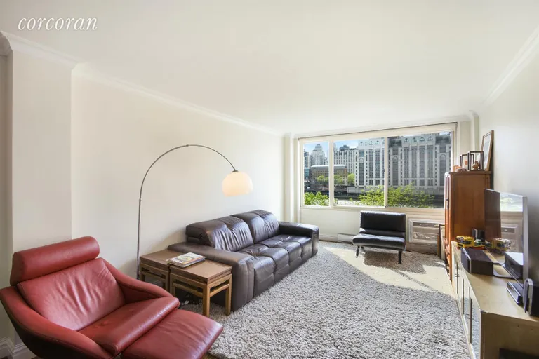 New York City Real Estate | View 575 Main Street, 714 | Living Room with water view | View 2