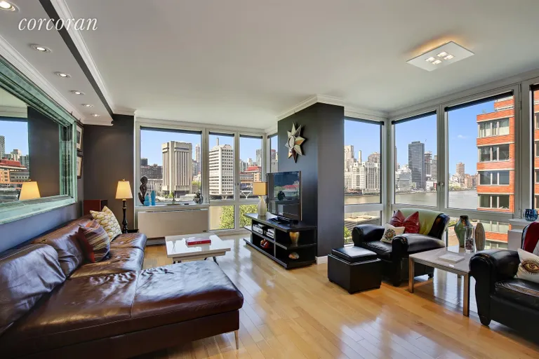 New York City Real Estate | View 415 Main Street, 7G | Living Room | View 2