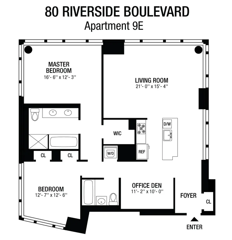 80 Riverside Boulevard, 9E | floorplan | View 11