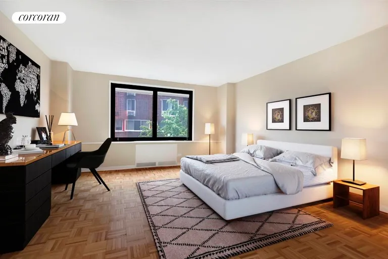 New York City Real Estate | View 531 Main Street, 317 | bedroom suite w/2 closets, dressing area & bath | View 3