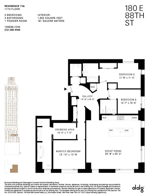 180 East 88th Street, 11A | floorplan | View 8