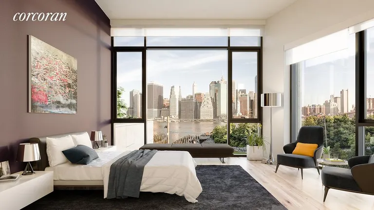 New York City Real Estate | View 130 Furman Street, S100 | Master Bedroom with Views! | View 4