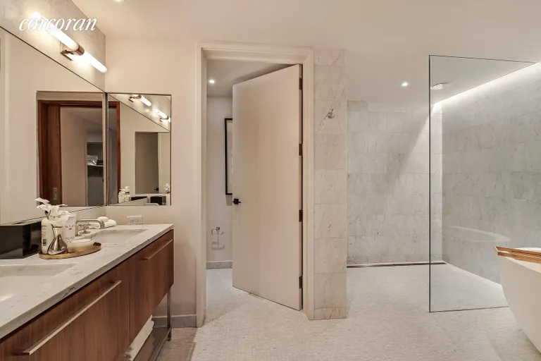 New York City Real Estate | View 130 Furman Street, S100 | Spa-Like Master Bath | View 5