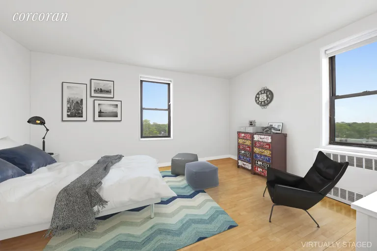 New York City Real Estate | View 1119 Ocean Parkway, 6N | Virtually Staged Master  Bedroom | View 2