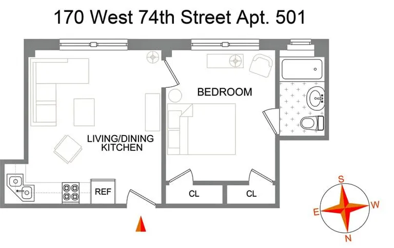 170 West 74th Street, 501 | floorplan | View 5