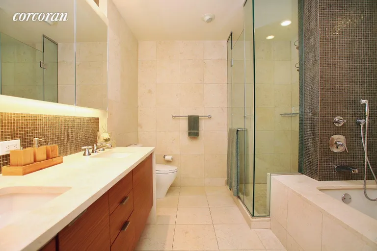 New York City Real Estate | View 70 Little West Street, 15G | Master Bathroom | View 5