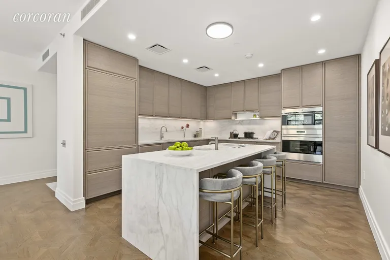 New York City Real Estate | View 207 West 79th Street, 4B | eat-in kitchen with over sized marble island | View 6