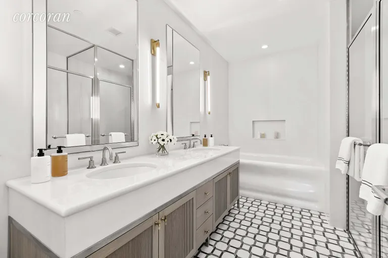 New York City Real Estate | View 207 West 79th Street, 4B | 13 ft master bath with bianco bella marble | View 9
