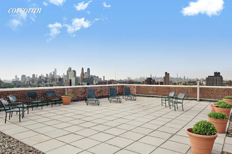 New York City Real Estate | View 34 Plaza Street East, 1001 | Roof Deck with Skyline | View 5