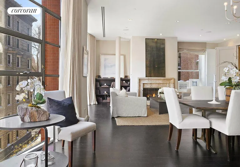 New York City Real Estate | View 173 Macdougal Street, 4E | Great Room with gas fireplace and 11' ceilings | View 2