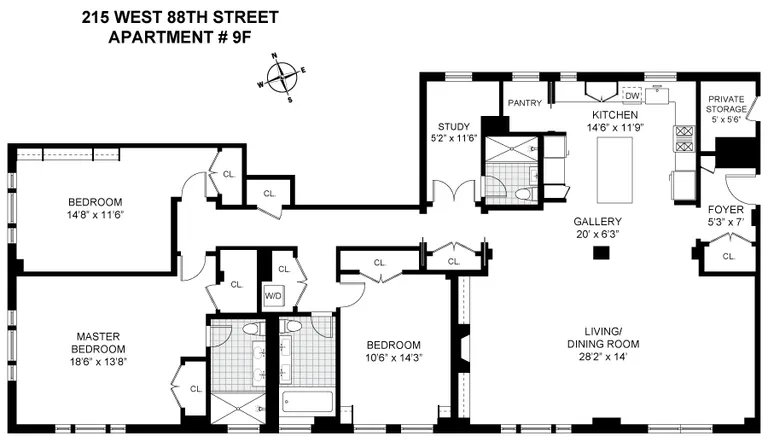215 West 88th Street, 9F | floorplan | View 11