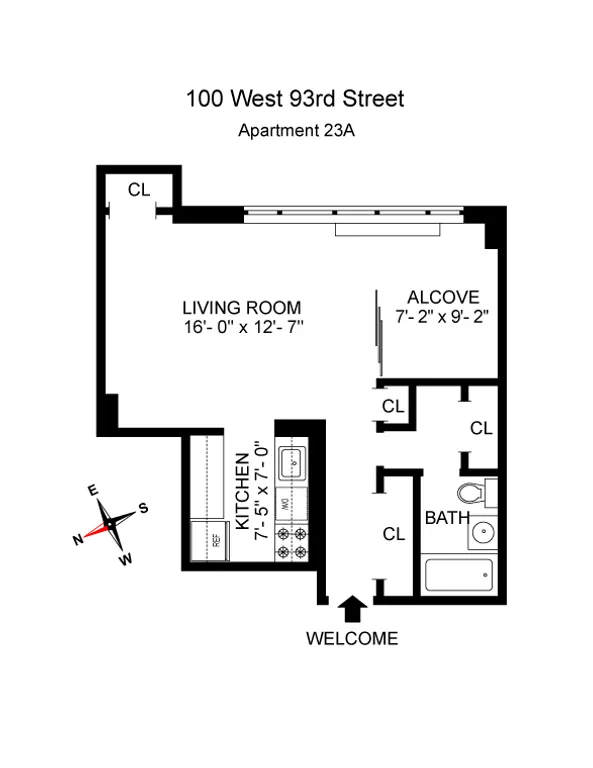 100 West 93rd Street, 23A | floorplan | View 9